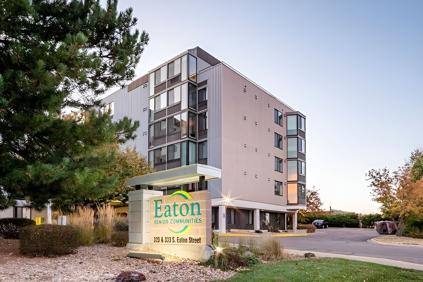 Exterior view of Eaton Senior Communities building