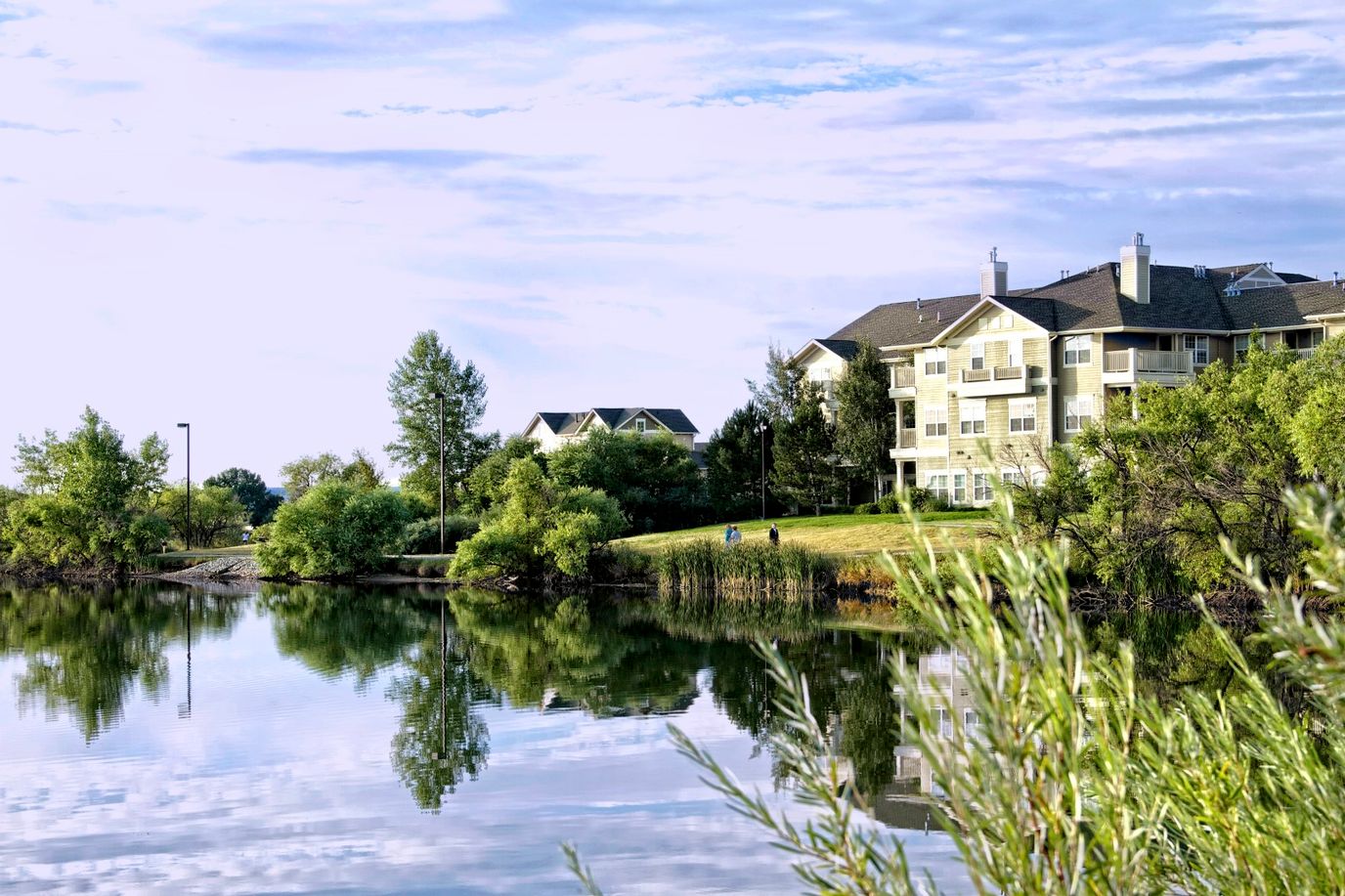 Beautiful view of the facility by the lake