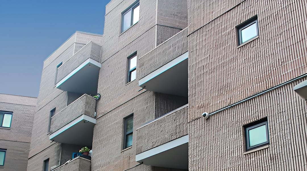 Exterior view of apartment-style building