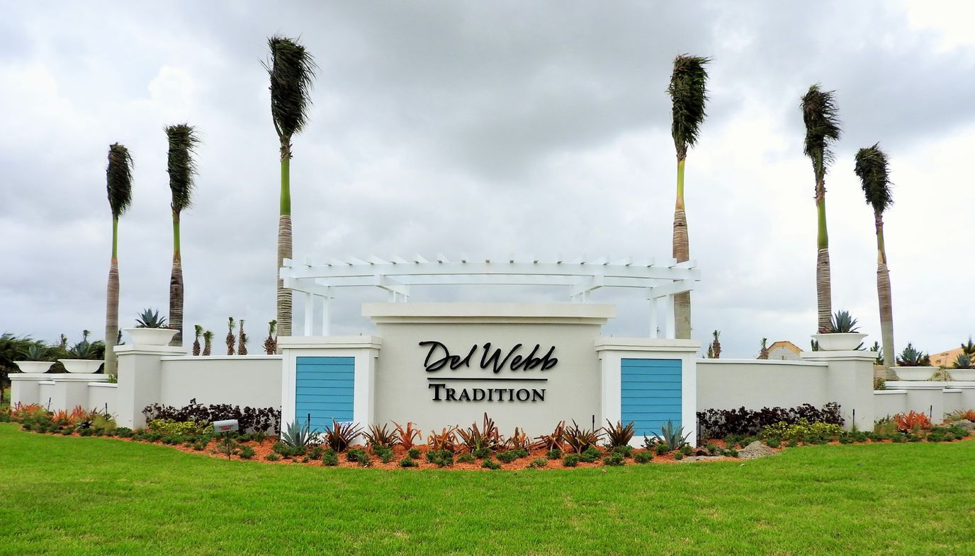 Entrance sign for Del Webb Tradition retirement community