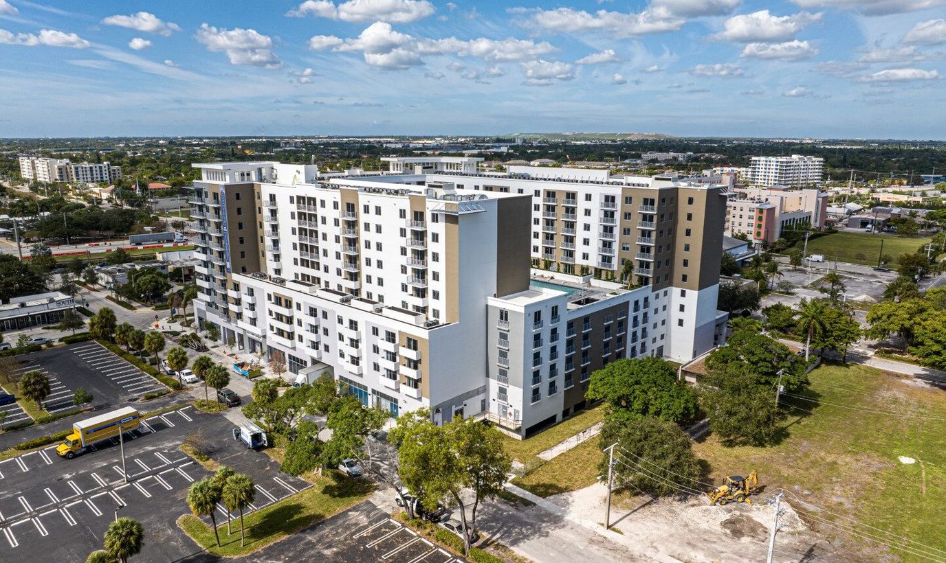 Aerial view of the Old Town Square facility exterior