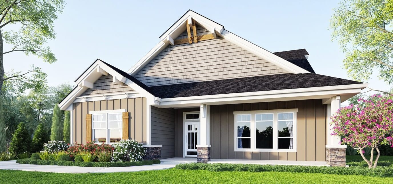 Exterior view of a residential building with garden