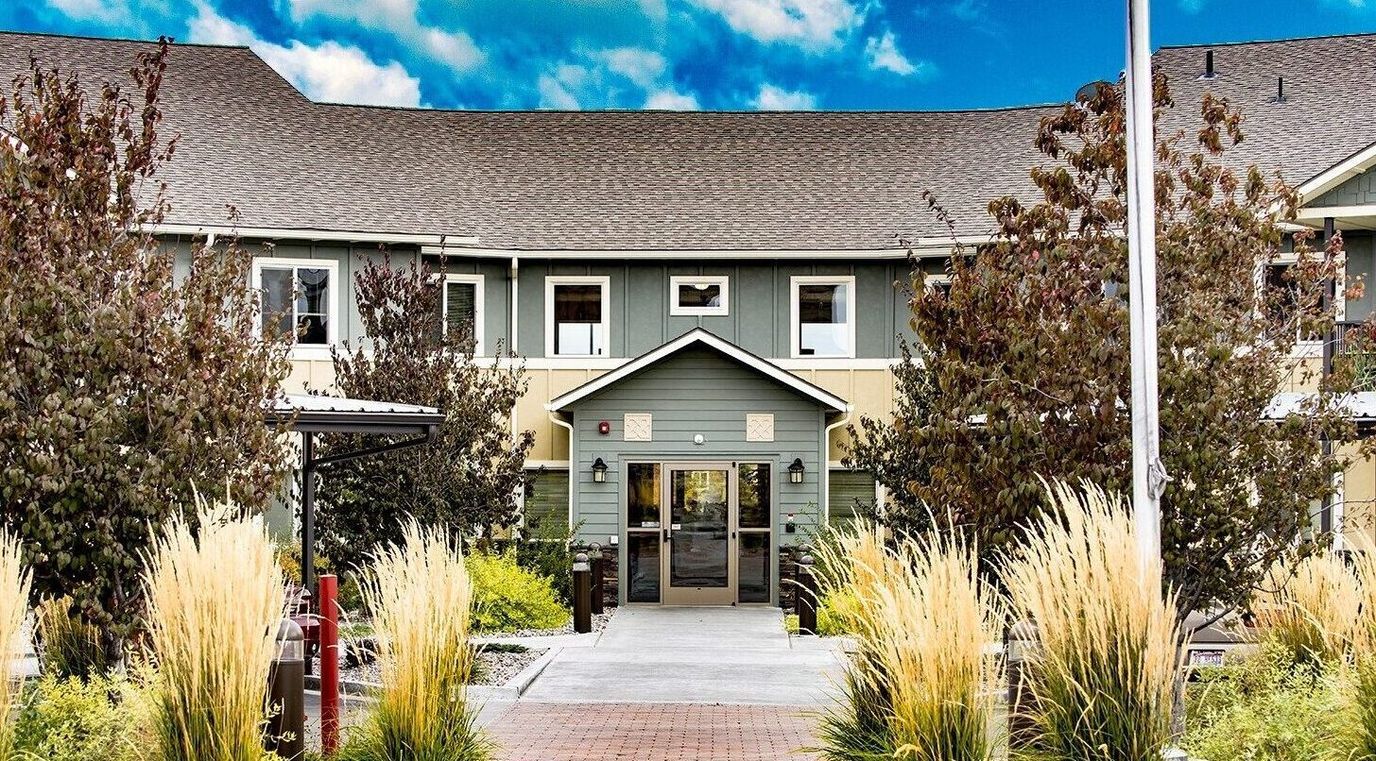 Exterior view of Bandon River Apartments entrance
