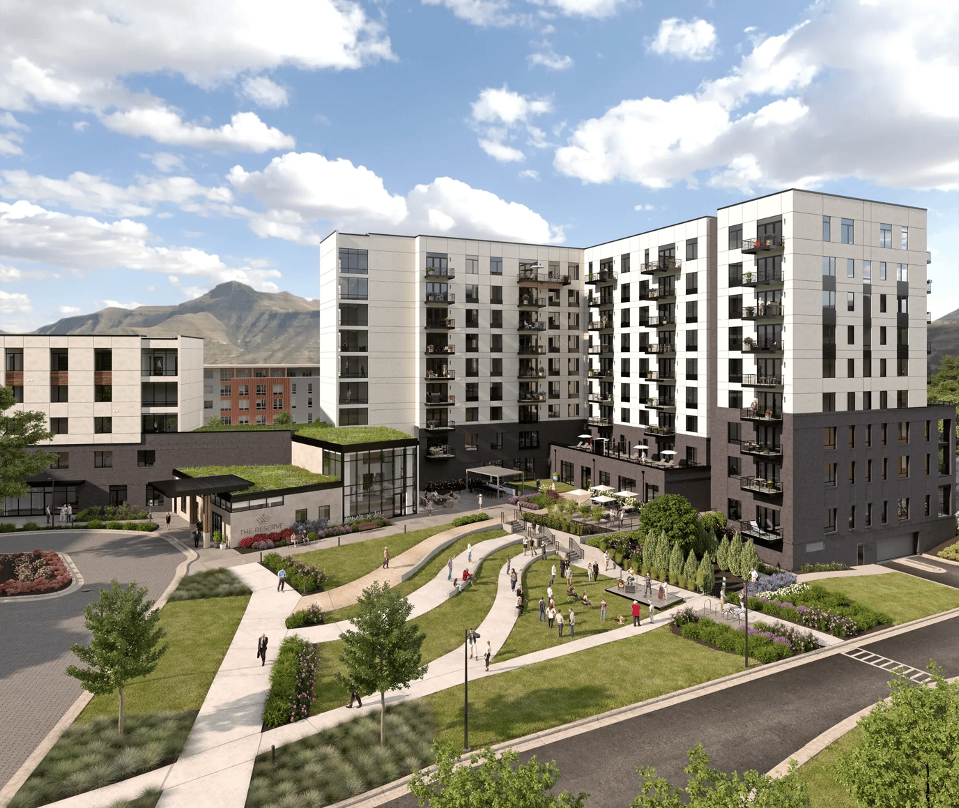 Exterior view of the facility with landscaped outdoor area.