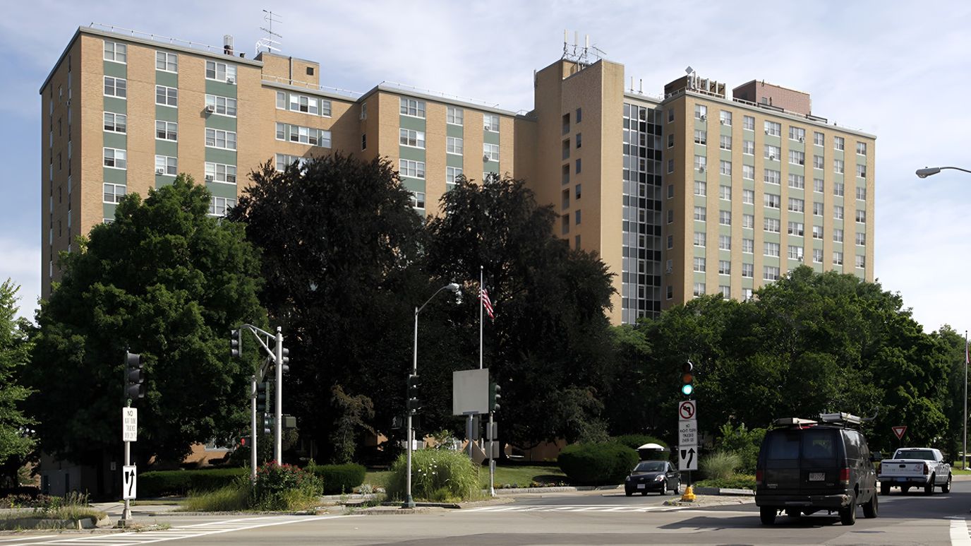 Exterior view of the Webster Square Towers building
