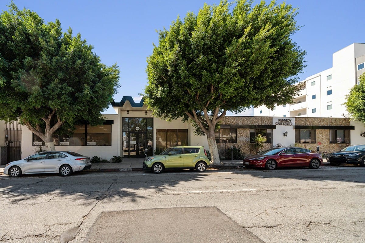 Exterior view of Kennedy Care Center showing the entrance.