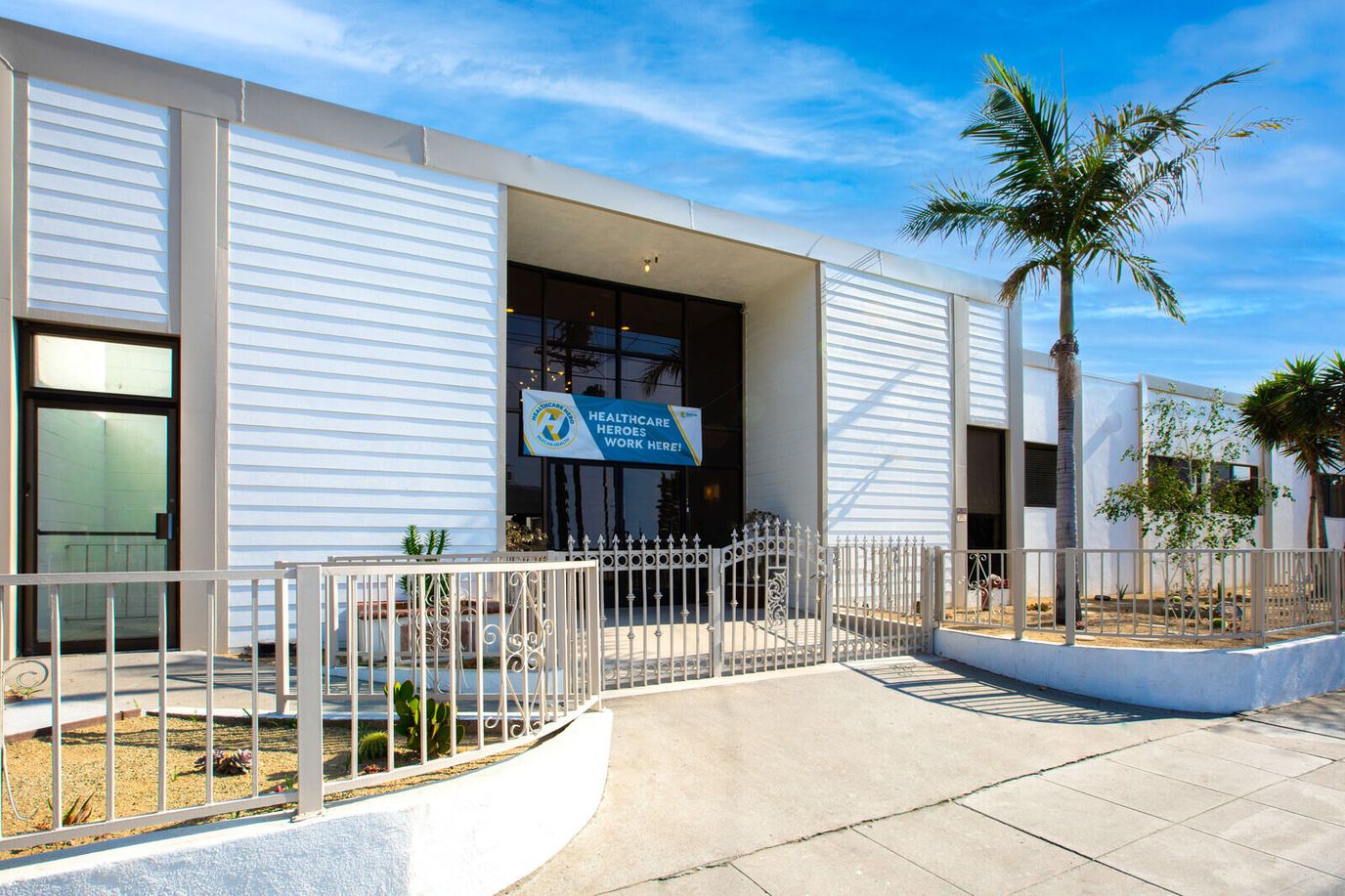 Exterior view of the facility with signage