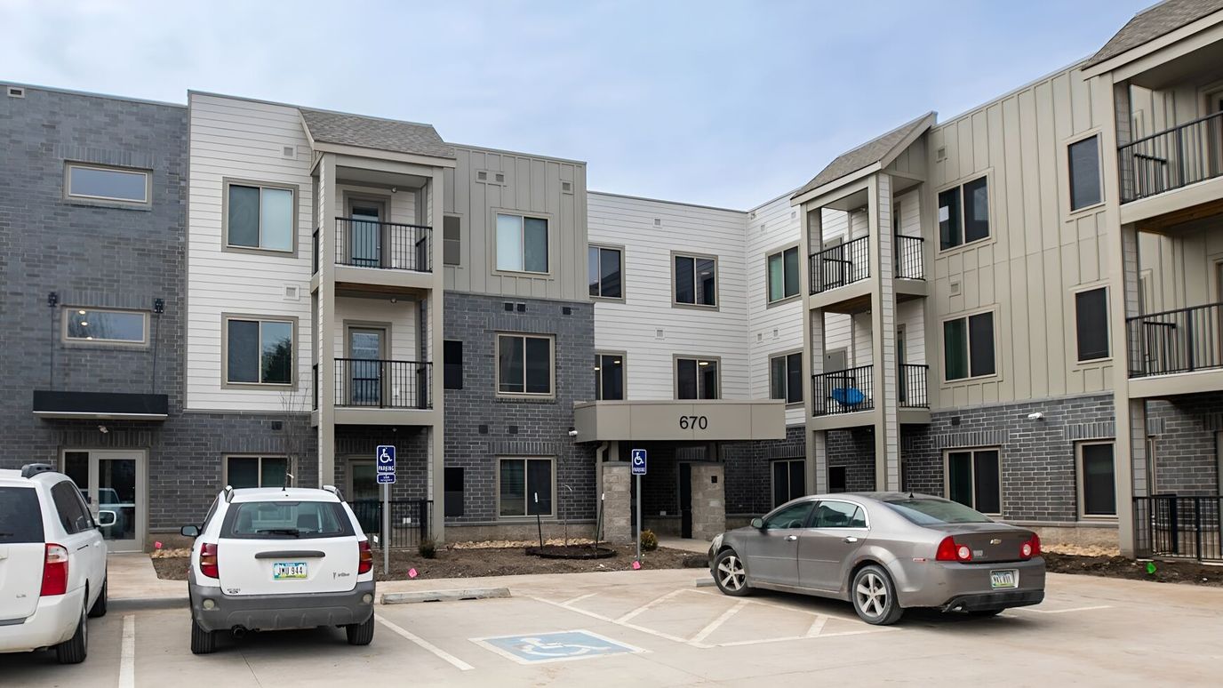 Exterior view of NEX Senior Apartments building