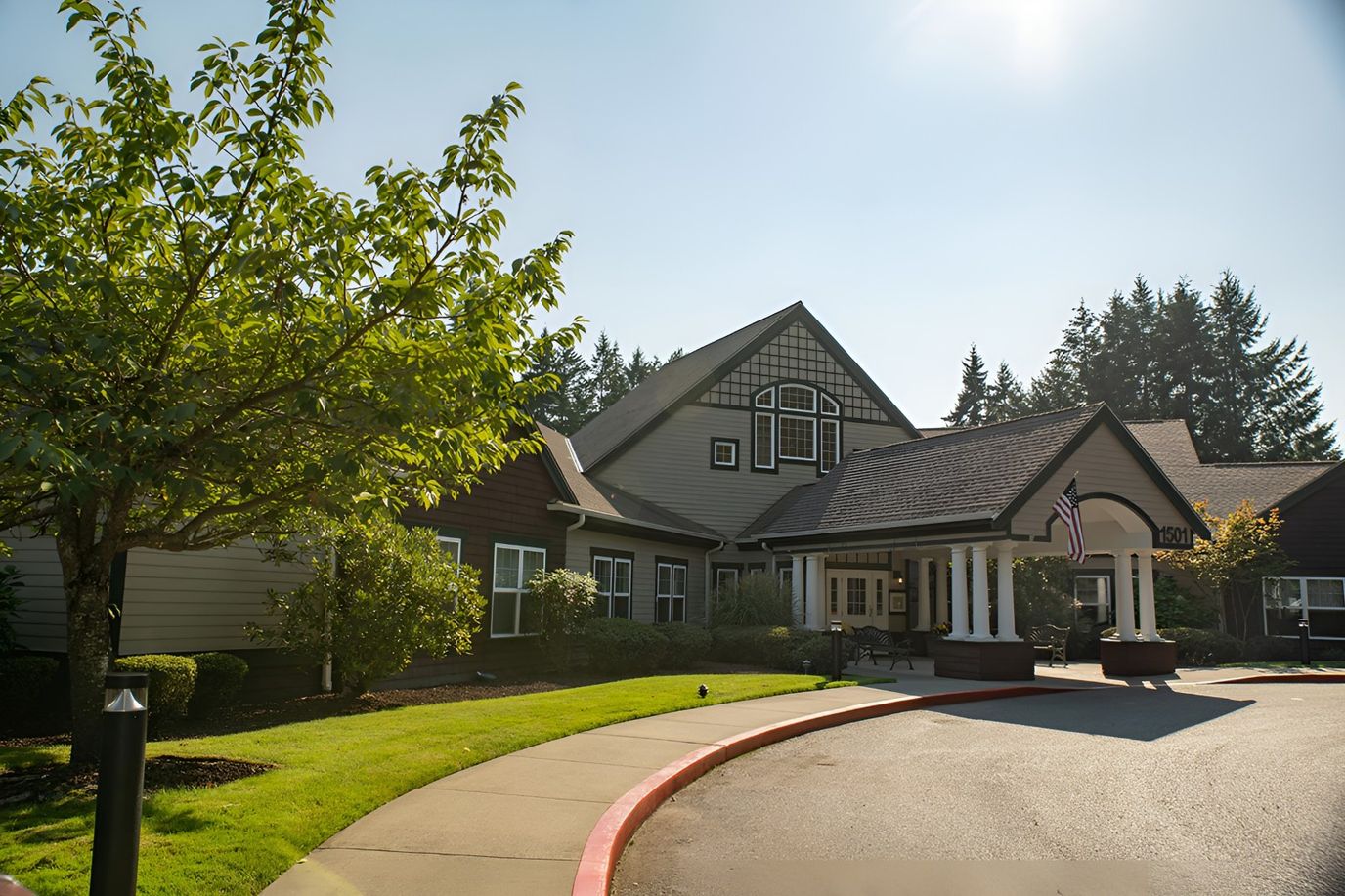 Exterior view of The Ridge facility entrance