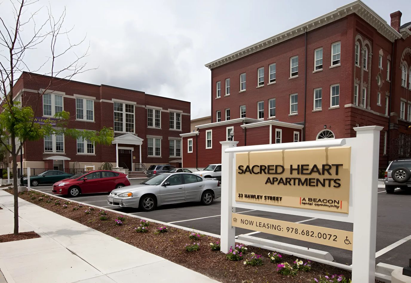 Exterior view of Sacred Heart Apartments building