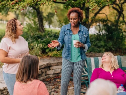 Residents engaging in activities outdoors