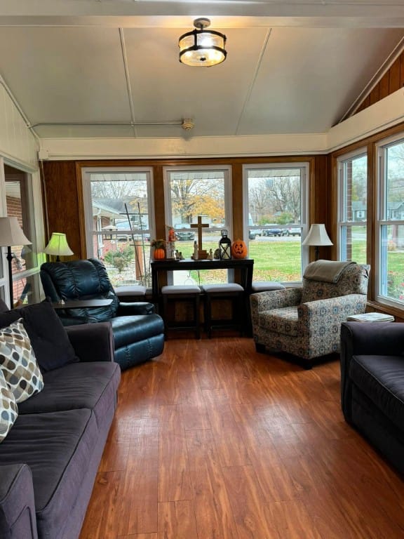 Cozy common area with seating and fall decorations