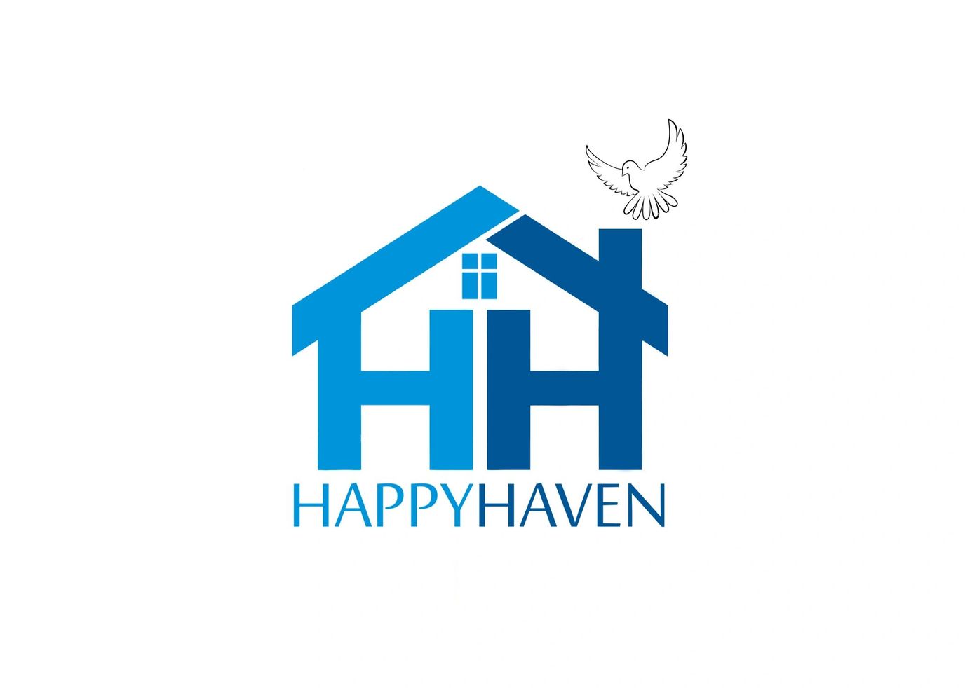 Happy Haven, assisted living in Lewiston, ME — Logo design featuring a house and a dove