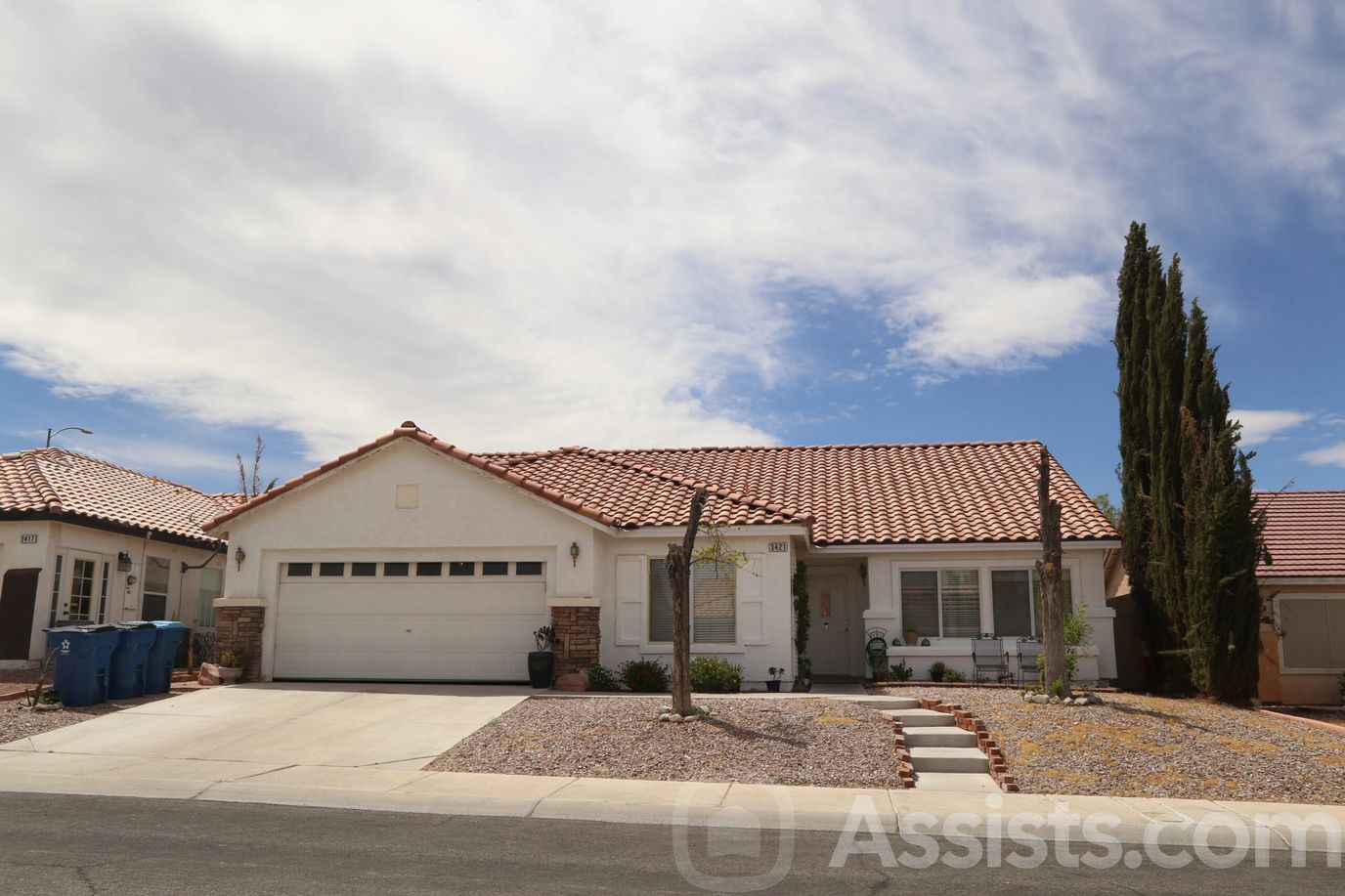 Exterior view of a residential building with landscaping