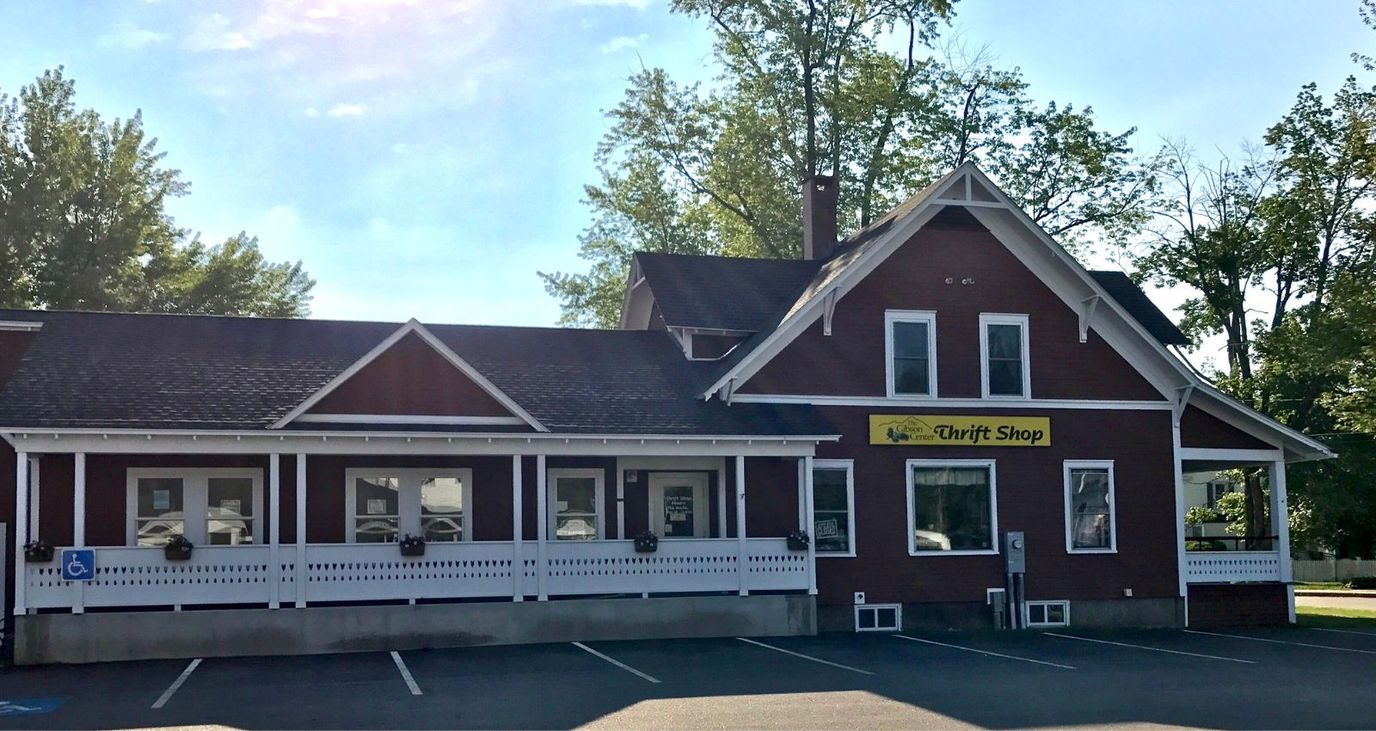 Exterior view of a thrift shop building.
