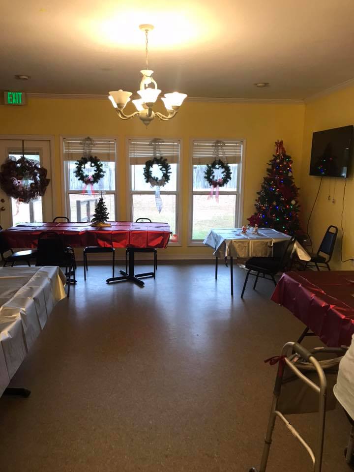 Bright dining room decorated for a celebration