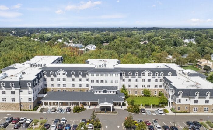 Aerial view of Hawthorn Court facility and surroundings.