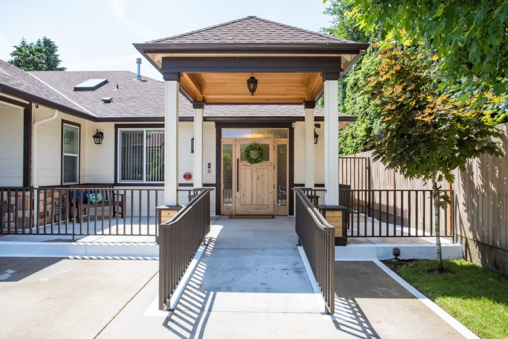 Entrance of Mapleview Manor with accessible ramp