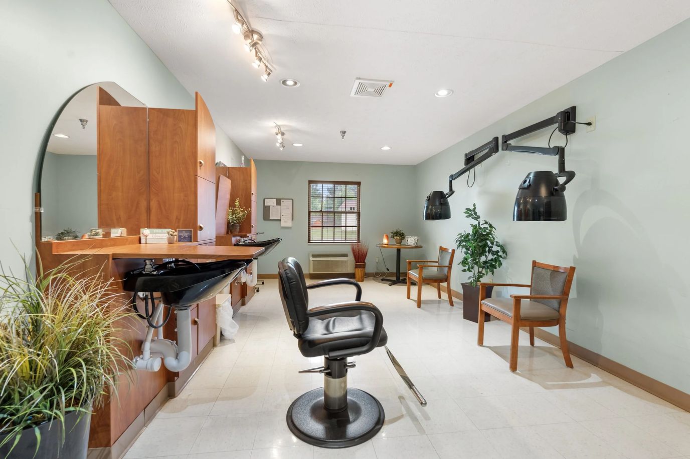 Hair salon area in a nursing home facility