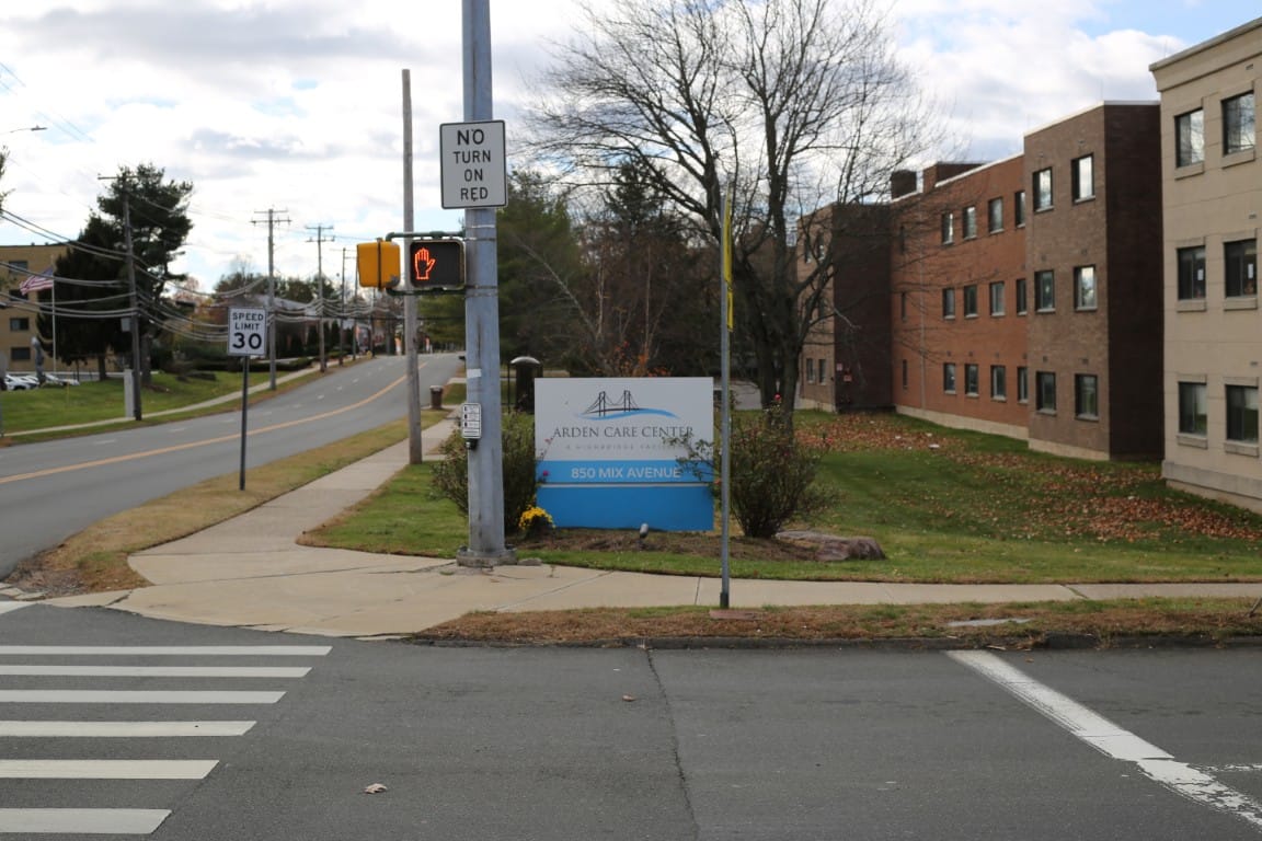 Exterior view of Arden Care Center building and sign