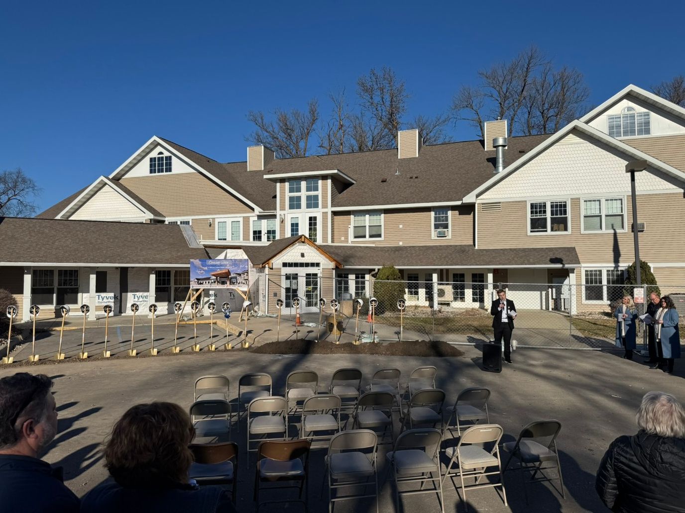 Front entrance of Pelican Valley Senior Living during an event