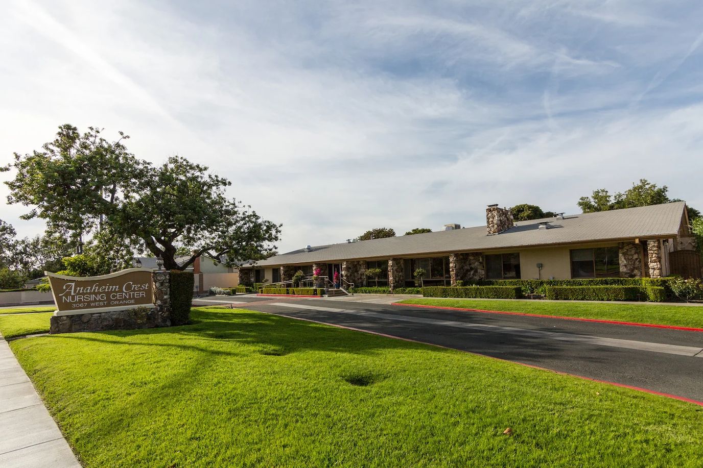Exterior view of Anaheim Crest Nursing Center building