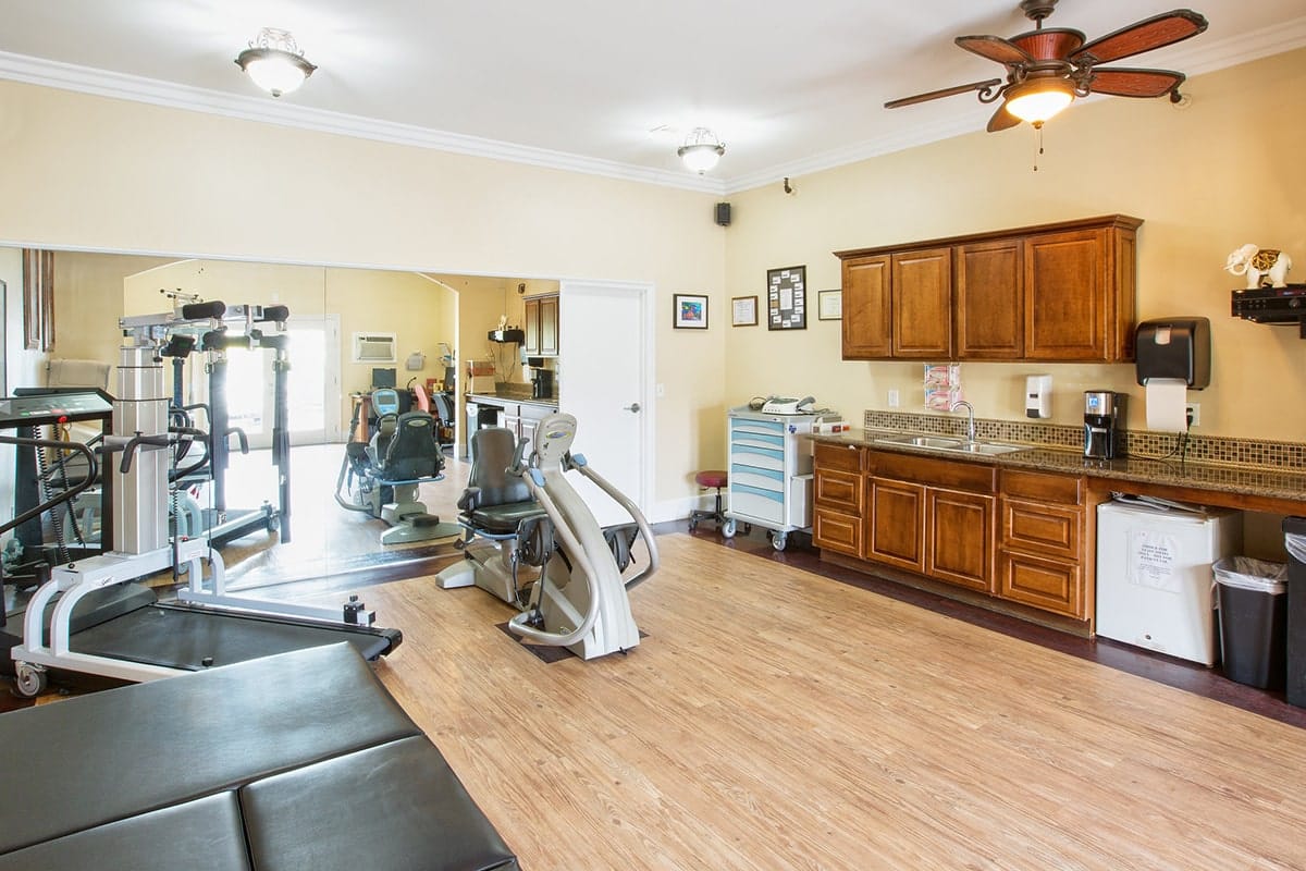 Interior view of a fitness room with equipment