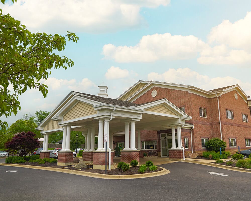 Exterior view of Stonespring Skilled Nursing Facility entrance