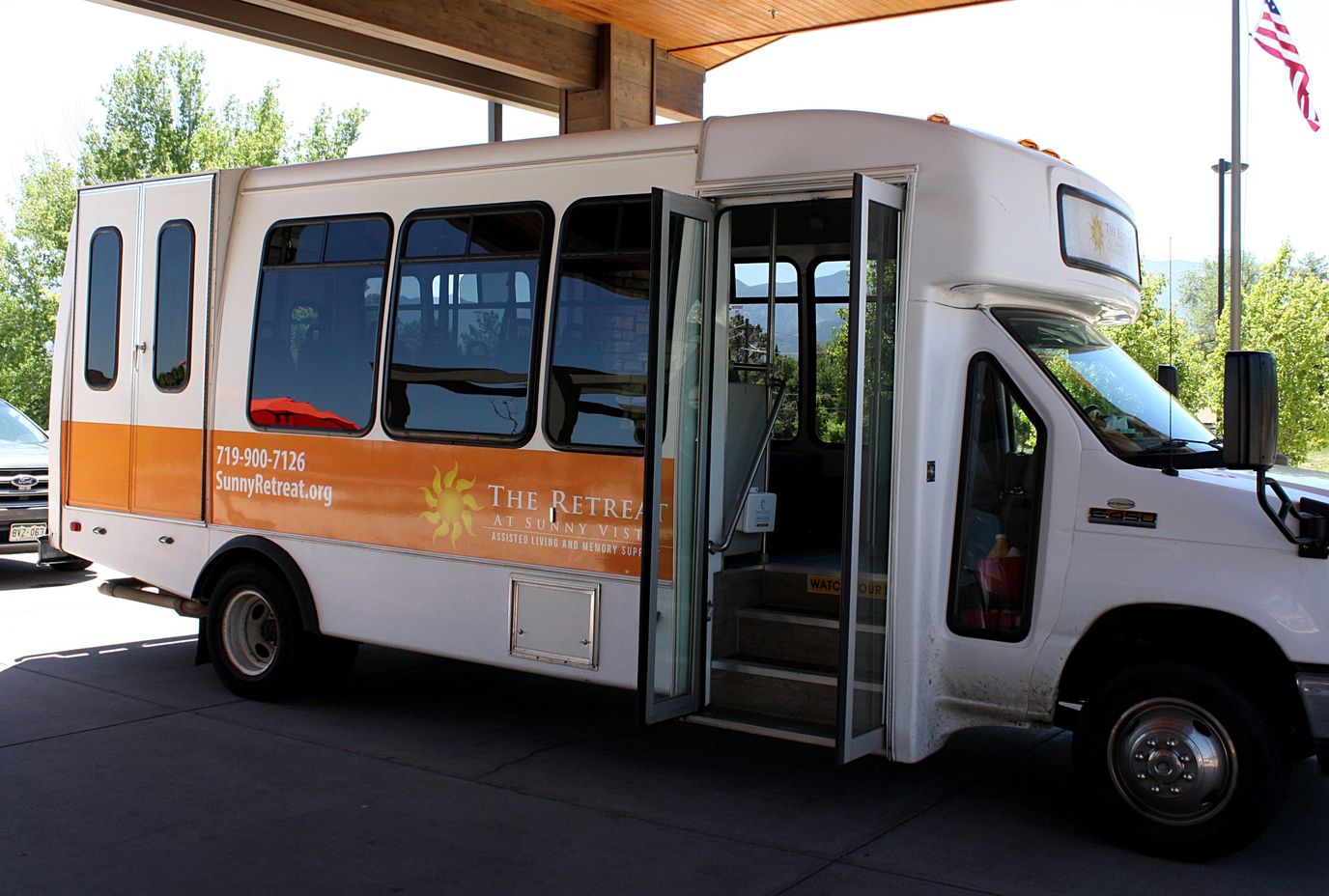 Facility transportation van at the entrance
