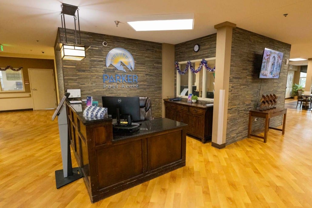 Interior view of a reception area in a senior facility