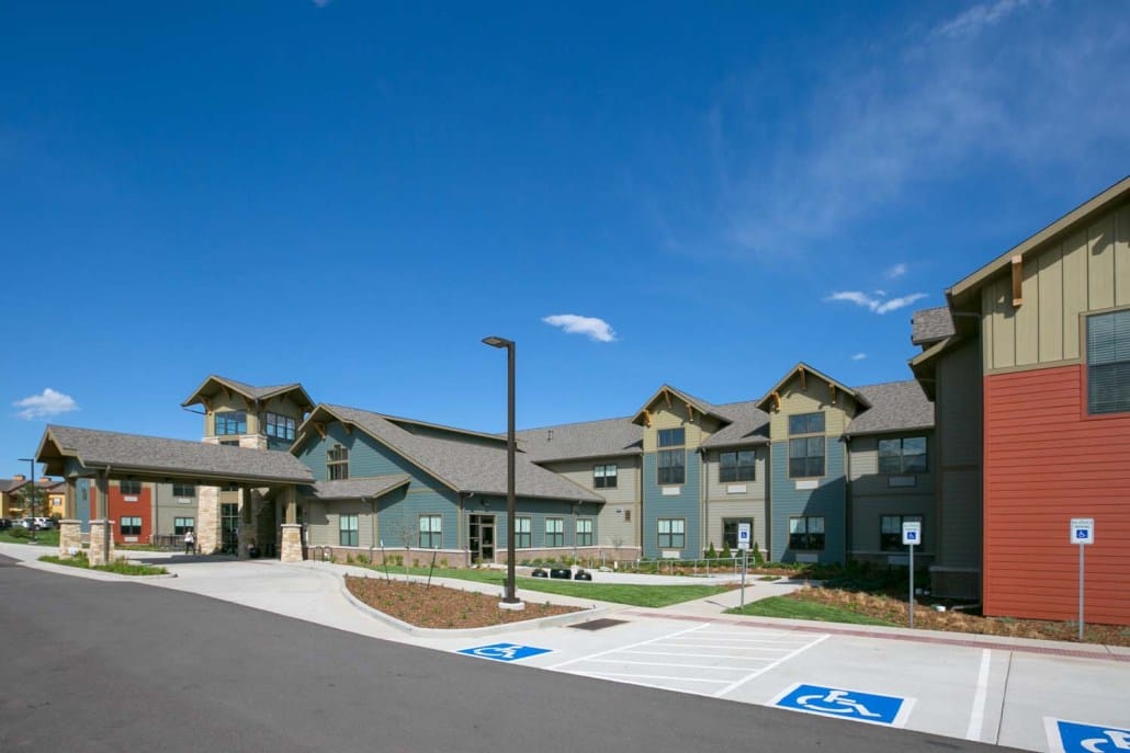 Exterior view of a senior living facility