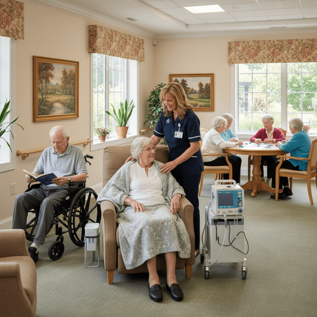 Residents engaged in activities in a common area