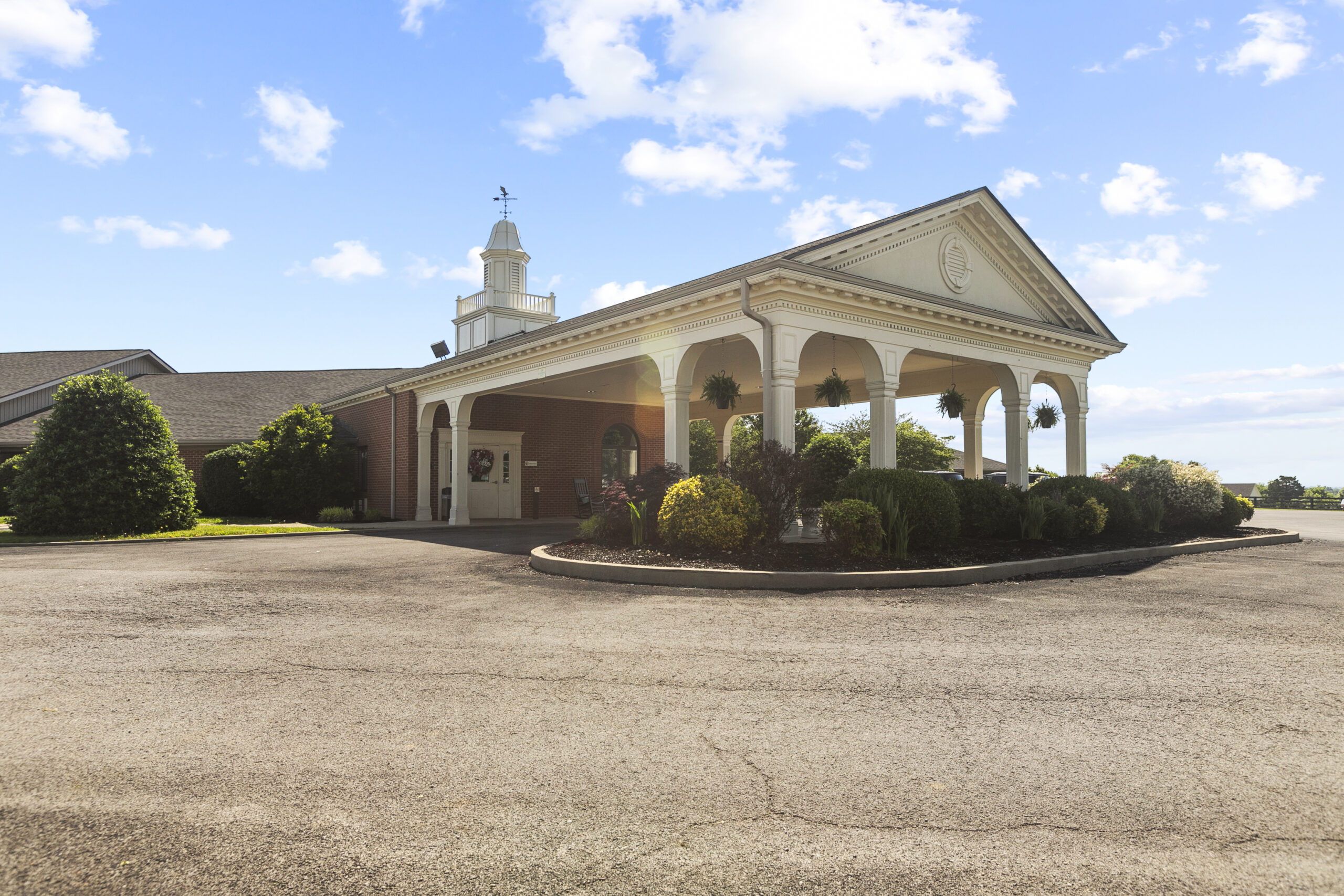 Exterior view of a senior living facility entrance