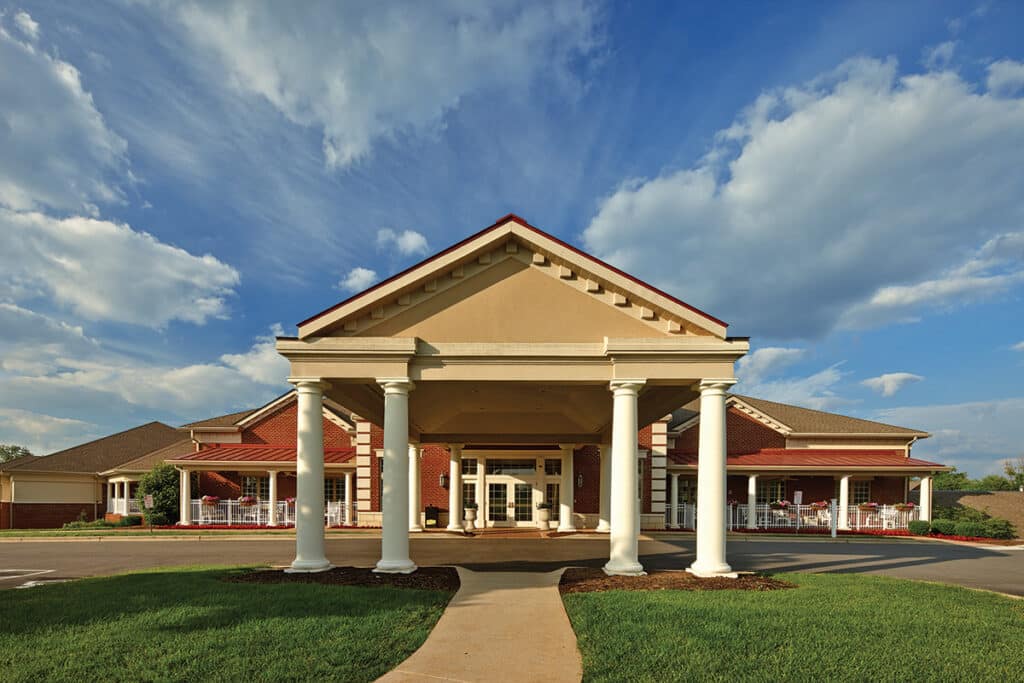 Front entrance of a senior living facility