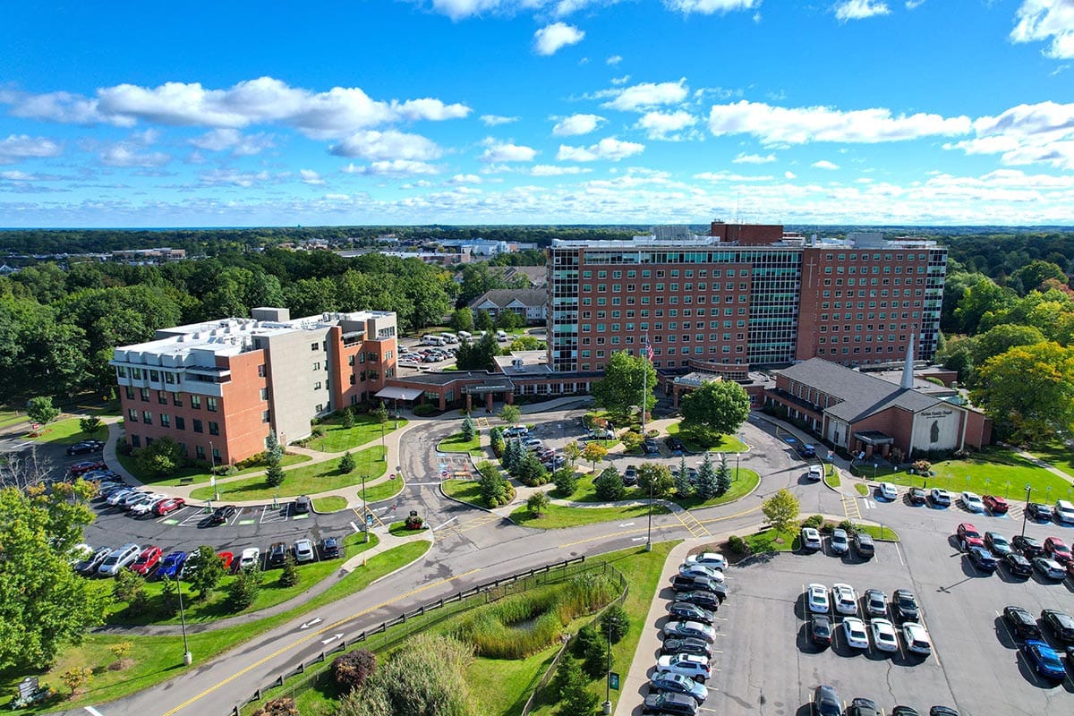 Aerial view of a senior living facility campus