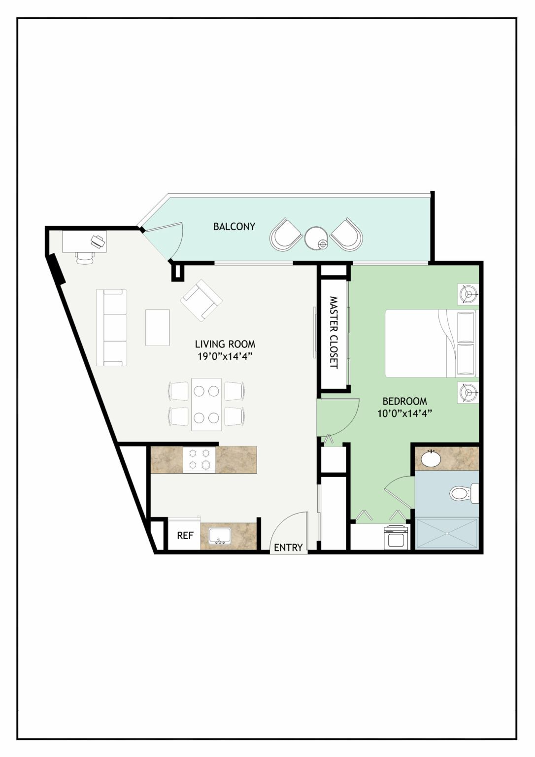 Roland Park Place, Assisted Living in Baltimore, MD — Floor plan of a one-bedroom apartment layout