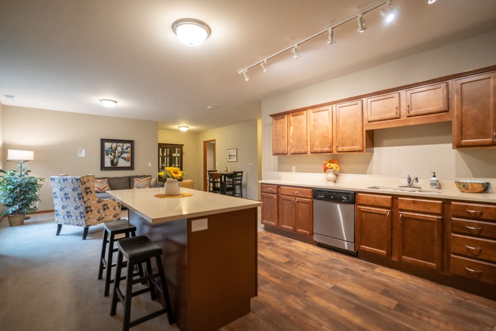 Bright and spacious interior of a common area kitchen
