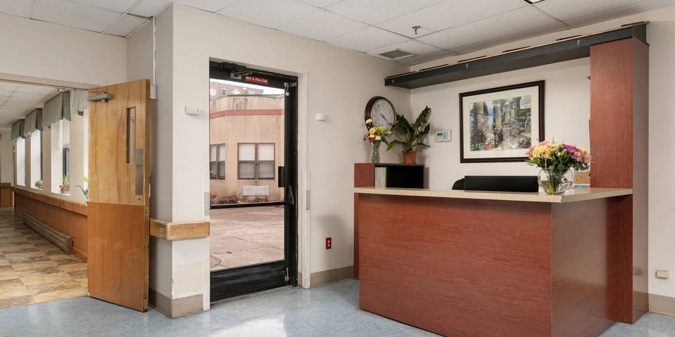 Reception area with a welcoming front desk