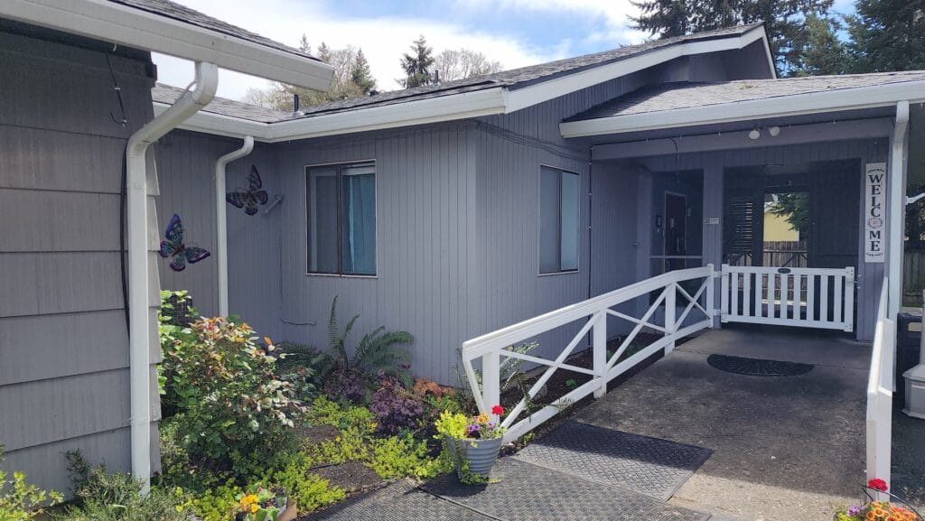 Exterior view of a senior living facility entrance