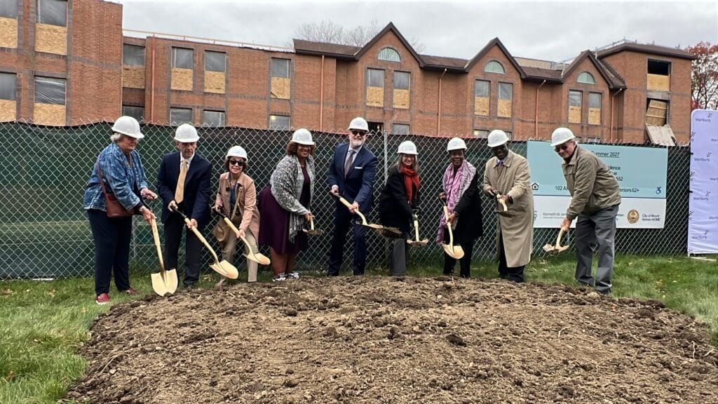 Groundbreaking ceremony with staff and community members