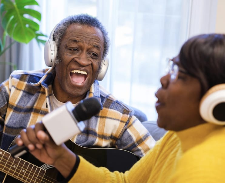 Residents enjoying a musical activity together
