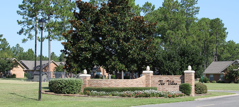 Sign at the entrance of a senior living community