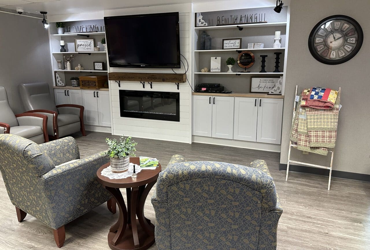 Cozy lounge area with comfortable seating and decor
