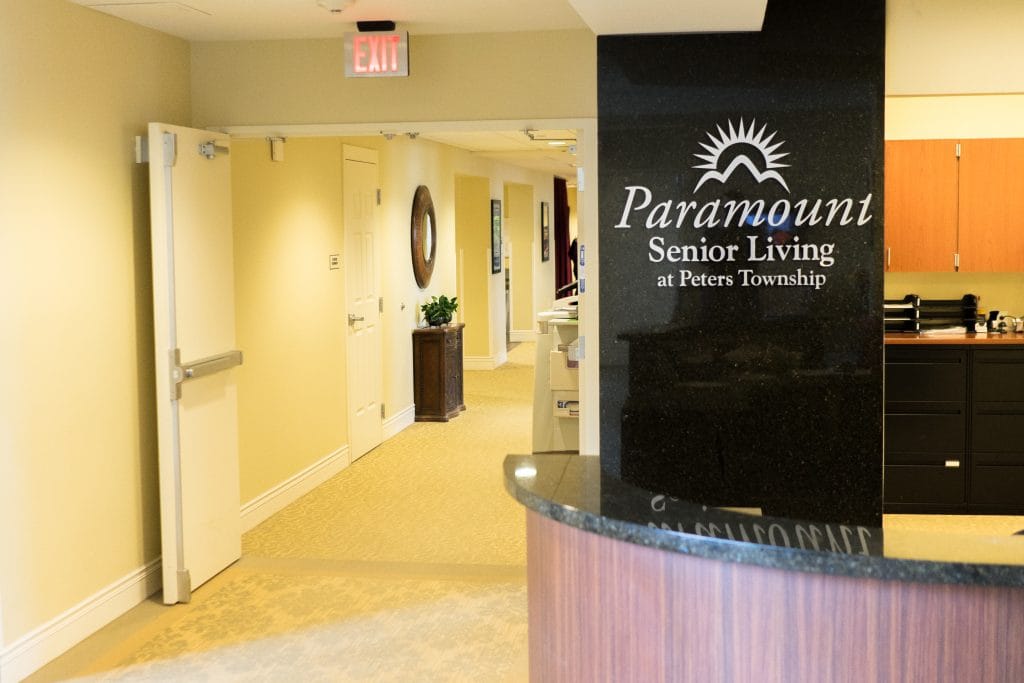Reception area of Paramount Senior Living facility