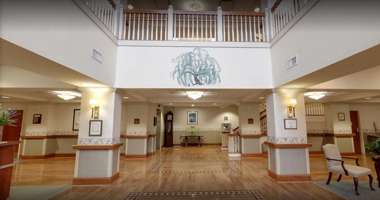 Bright and inviting common area with seating
