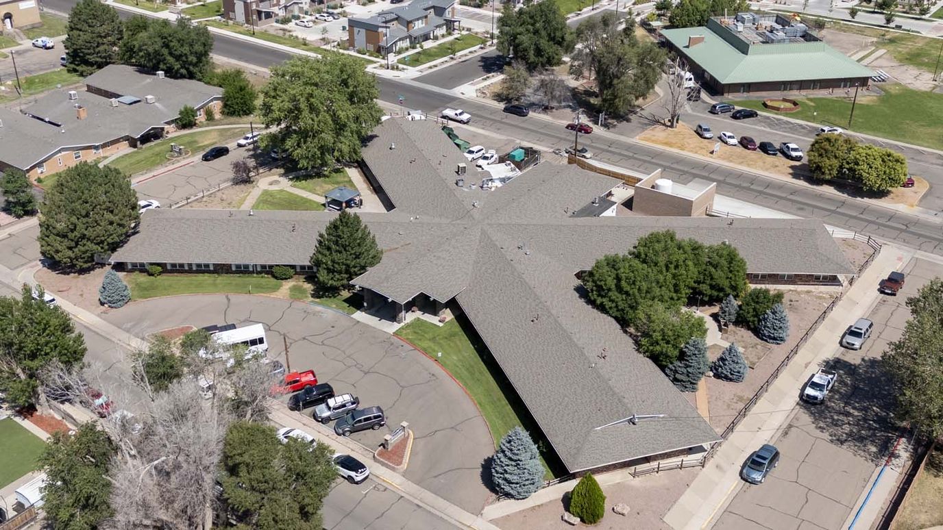 Aerial view of Rock Canyon facility buildings