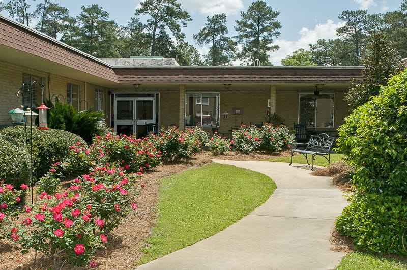 Pathway and garden area of the facility exterior