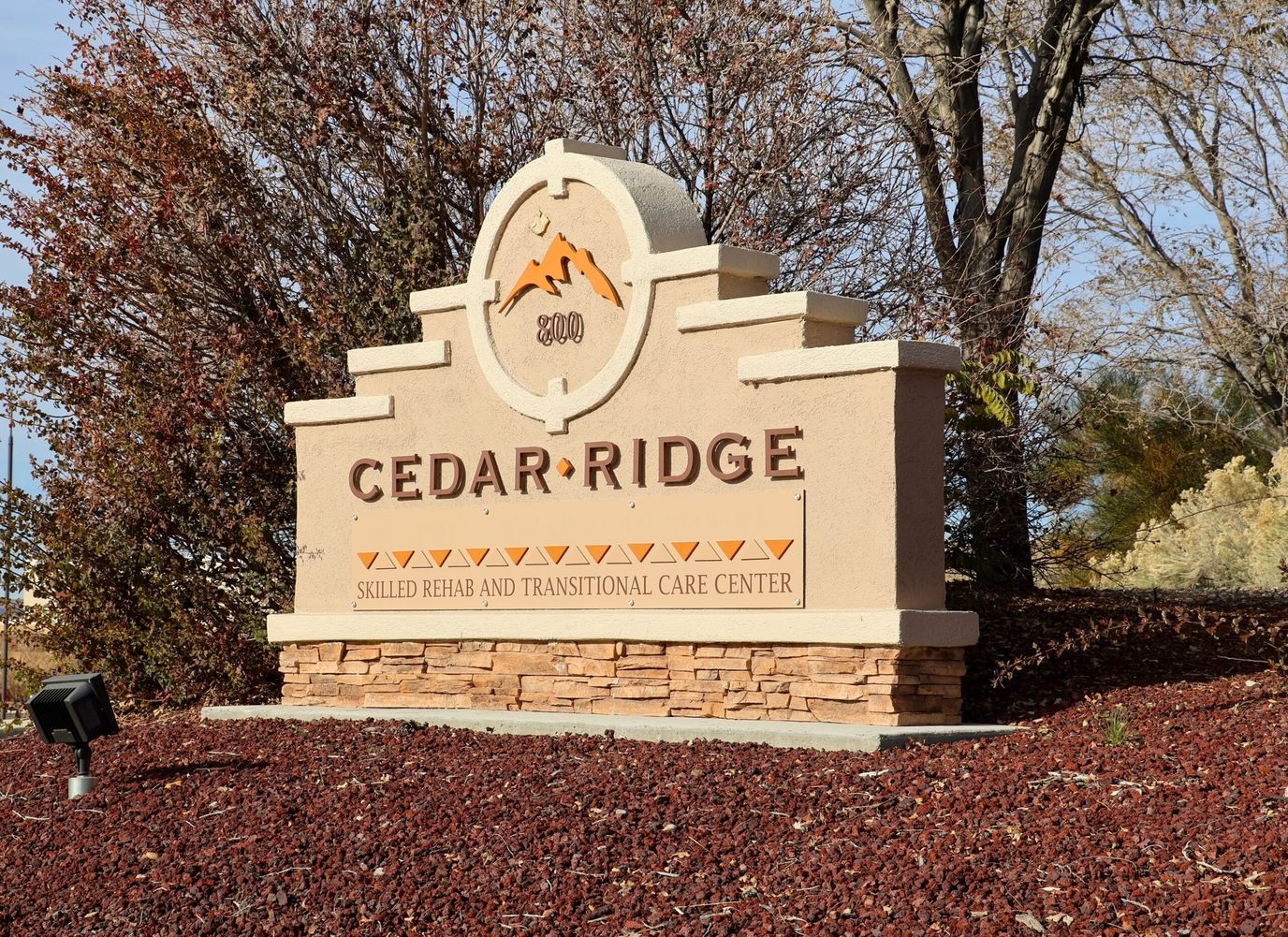 Exterior sign of Cedar Ridge facility