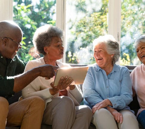 Residents enjoying a group activity in a common area