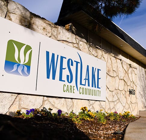 Exterior view of Westlake Care Community sign